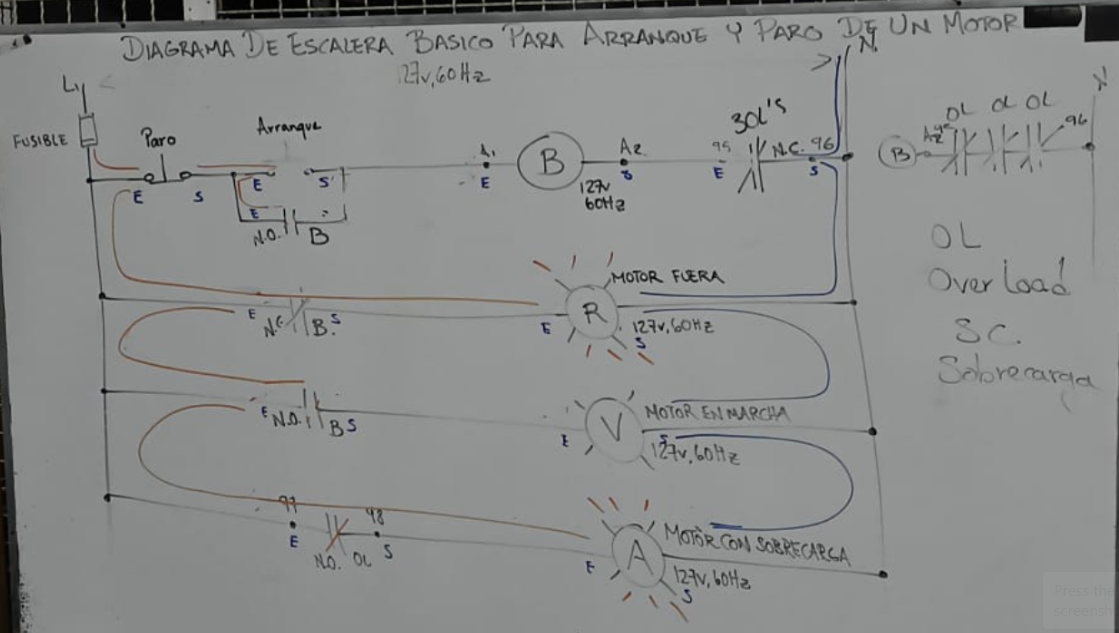 Diagrama de Escalera Básico — pizarrón laboratorio